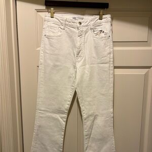 Zara High-Rise White Jeans